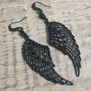 Black feather earrings